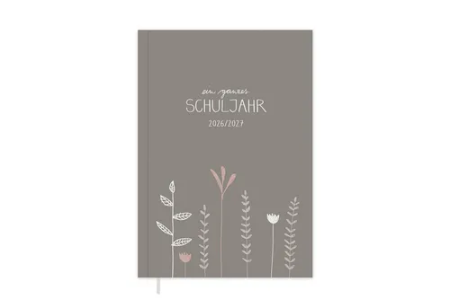 Eine der Guten Verlag Lehrerkalender Lehrerplaner 2026 2027 - A5, grau rosa, 1 Doppelseite / Woche, Schuljahr 26/27, 224 S. Softcover, klimaneutral