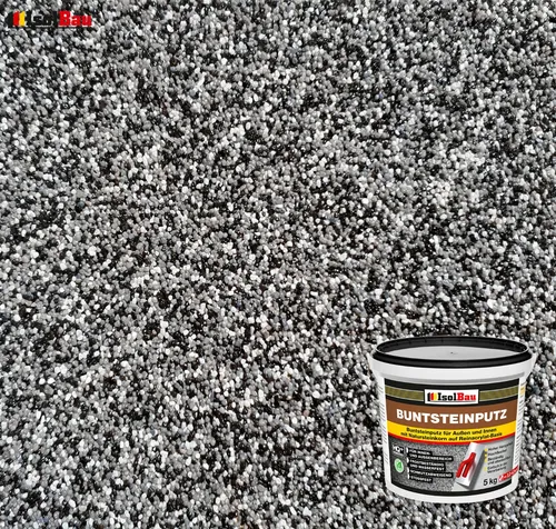 Mosaikputz Buntsteinputz BP 30 - 5 kg Fertigputz in Schwarz, Grau, Weiß - Mörtel, Putz, Zement & Gips - Flexibel, schnelltrocknend und frostbeständig, ideal für Innen- und Außenanwendungen.