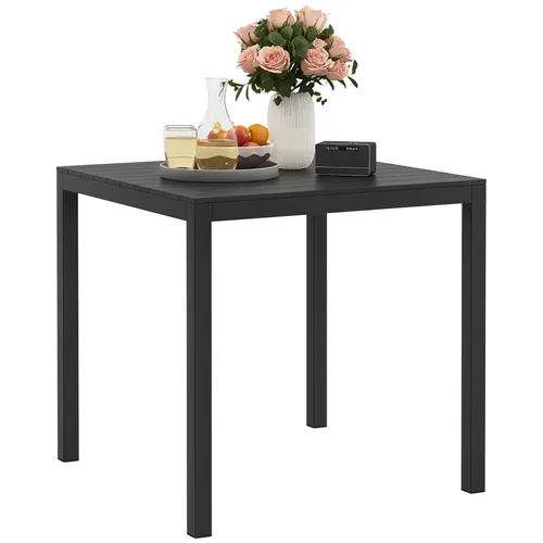 Outsunny Gartentisch Aluminium 73x73 cm - Wetterfester Buffet- und Campingtisch für 4 Personen, ideal für Garten, Terrasse und Balkon. Mit täuschend echter Holzoptik und robuster Bauweise für langanhaltende Nutzung.