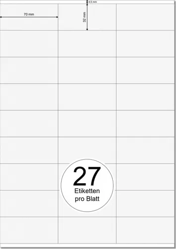 PRINTATION Papier-Etiketten (B70xH32mm) 25xA4 à 27 Eti. 1558441-NP
