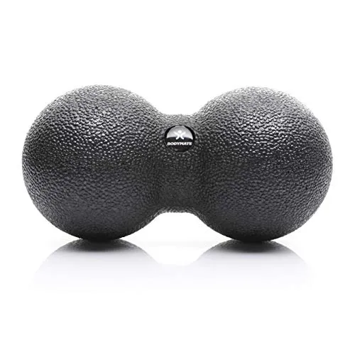 BODYMATE Faszien-DUO-Ball Schwarz, Selbstmassage-Ball für Faszientraining, Durchmesser 8cm Länge 16cm