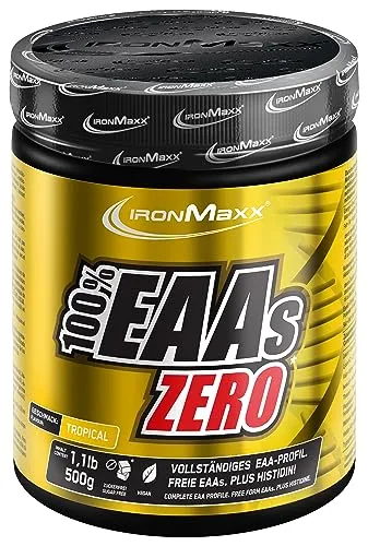 Ironmaxx EAA Zero - 500g Aminosäuren-Pulver - Leistungsstarkes Pulver mit 100% essentiellen Aminosäuren für optimale Unterstützung. Ideal für Fitness-Enthusiasten, die ihre Leistung steigern möchten.