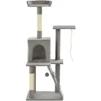 vidaXL Katzenbaum 120 cm mit Sisal-Kratzsäulen - Grau - Kratzbaum für Katzen mit Sisal-Kratzsäulen, ideal für Spiel und Entspannung. Ausgestattet mit Unterschlupf, Rampe und Spielzeug, sorgt er für stundenlangen Spaß und Beschäftigung.
