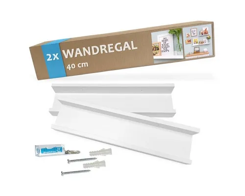 PHOTOLINI Wandregal Bilderleiste, Schweberegal 2er Set für Fotos, Poster & Deko-Objekte