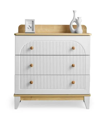 Praktische Kommode für das Kinderzimmer mit 3 Schubladen - Moderne Kommode in Weiß, bietet viel Stauraum für das Kinderzimmer. Mit kompakten Maßen von 88 x 46 x 96 cm passt sie perfekt in jedes Zimmer.