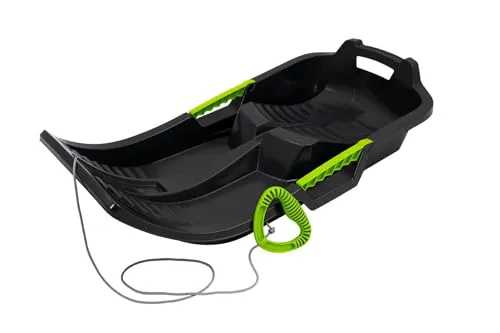 KHW Minibob | Anthrazit | Bob Schlitten aus Kunststoff | robust & frostbeständig | leicht & wendig | mit Brems- & Lenkfunktion | Made in Germany | TÜV-geprüft | 80×40×20 cm