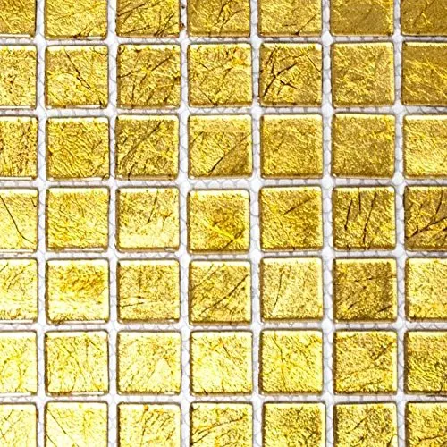 Mosaik Fliese Transluzent Glasmosaik Crystal gold Struktur für WAND BAD WC DUSCHE KÜCHE FLIESENSPIEGEL THEKENVERKLEIDUNG BADEWANNENVERKLEIDUNG Mosaikmatte Mosaikplatte