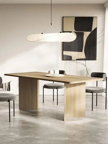 Selsey Esstisch QUBEO 204×90 cm – Rechteckig mit abgerundeten Kanten - Eleganter Esstisch im Japandi-Stil, 204 cm x 90 cm, mit robuster, laminierten Platte und skulpturalem Gestell. Ideal für gesellige Runden und lange Mahlzeiten.