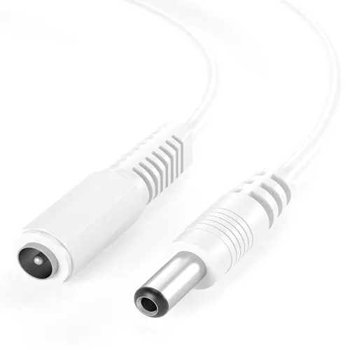 JAMEGA – 2,5m DC Verlängerungskabel 12V 5,5mm x 2,1mm DC Stecker Anschlusskabel DC Kabel – DC Stecker auf DC Buchse - DC Verteiler Verbindungskabel für Netzteil, Überwachungskameras - Weiß