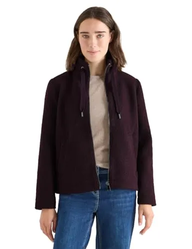 CECIL Damen 2115489 Kurze Teddy-Jacke, Eggplant red, XL - Boleros für Damen, kuschelige Teddy-Jacke mit Stehkragen und seitlichen Taschen, perfekt für den stylishen Herbstlook.