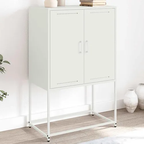 vidaXL Highboard Weiß 68,5x38,5x107 cm Stahl - Kommode im Industrie-Stil mit 4 Fächern für optimalen Stauraum, robustes Stahlgestell sorgt für Langlebigkeit und Stabilität, ideal für Wohnzimmer oder Schlafzimmer.