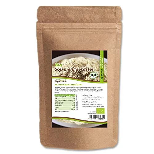Mynatura Bio Sojamehl geröstet I Aus Sojabohnen I Soja I Vegan I Zum Backen und Kochen I Mehl-Alternative I Im Beutel (2x 1000g)