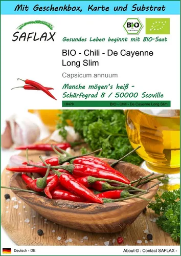 SAFLAX Gemüsesamen SAFLAX - Geschenkset - BIO - Chili - De Cayenne Long Slim