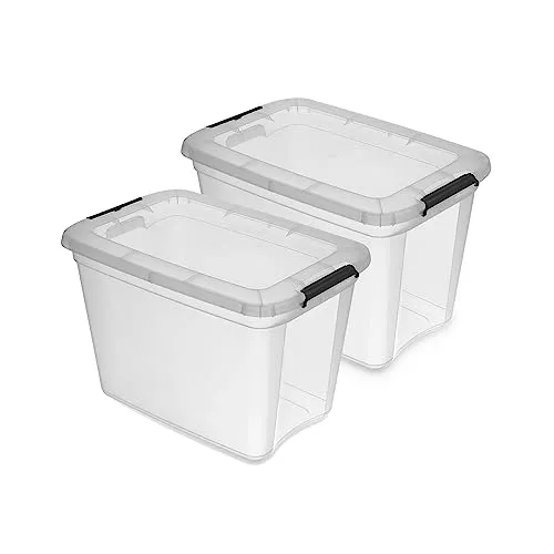 Kreher Aufbewahrungsboxen Robust Store mit Deckel in Transparenter Ausführung. In verschiedenen Größen (wählbar). Aus robustem Kunststoff. (2er 55 L)