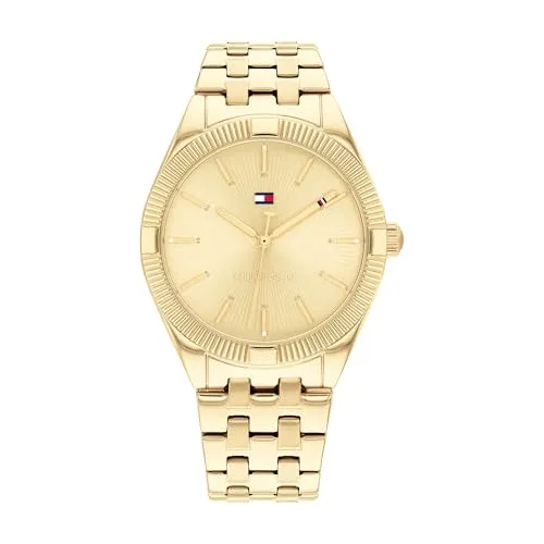 Tommy Hilfiger Damenuhr Quarz 1782550 - Elegante Goldfarbe für Damen - Damenuhren aus Edelstahl mit goldfarbenem Zifferblatt und 3 ATM Wasserdichtigkeit, ideal für stilbewusste Frauen.