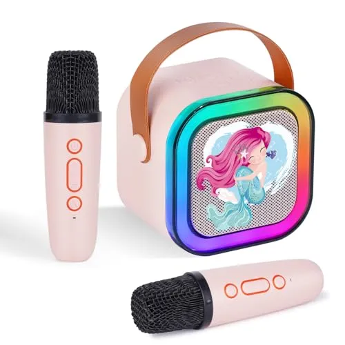 DYNASONIC A29 Karaoke mit Zwei Mikrofonen Bluetooth Karaoke Lautsprecher Kinder Elektronisches Spielzeug Kinder Geschenke für 3-15 Jahre (Sirene)