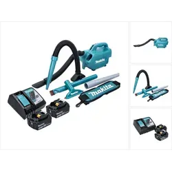 Makita DCL 184 RM Akku Staubsauger - Akku Staubsauger mit 18 V, 54 mbar Saugkraft und 0,5 l Behälter, inklusive 2x 4,0 Ah Akkus und Ladegerät – ideal für kabellosen Einsatz im Haushalt.