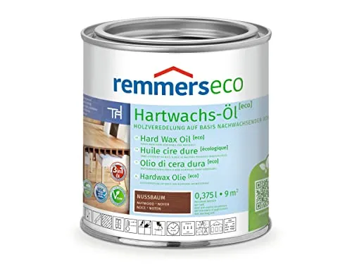 Remmers Hartwachs-Öl [eco] Nussbaum 0,375L - Holzöle – Nachhaltiges, veganes Hartwachsöl auf natürlicher Basis für schützende, schmutzabweisende Oberflächen im Innenbereich.