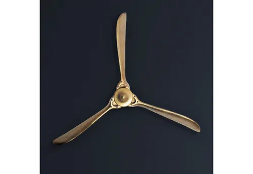 FINEBUY Wanddekoobjekt FB65077 Deko Propeller 85 cm Wanddeko Aluminium Flugzeug (Wandpropeller Wohndeko, Wanddekoration Aluminium), Deko Propeller 85x85 cm Gold Metall Flugzeug