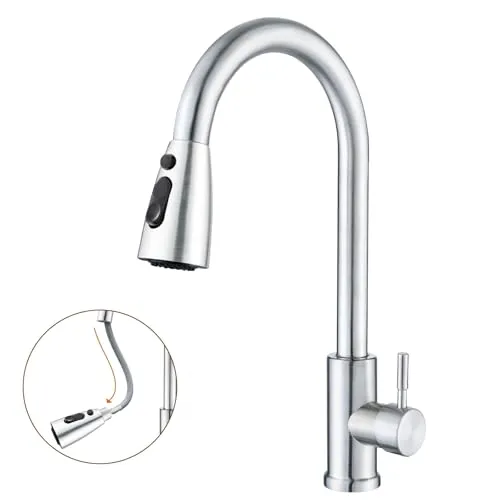 SURFOU Wasserhahn Küche Ausziehbar Schlauch, Küchenarmatur mit Brause Hochdruck, Spültischarmatur Wasserhähne Spüle, Mischbatterie Edelstahl Kitchen Faucet with Sprayer Armatur Kitchen Tap