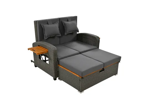 Odikalo Gartenlounge-Set Gartenmöbel verstellbare Rückenlehne Fußhocker Outdoor-Bett nutzba