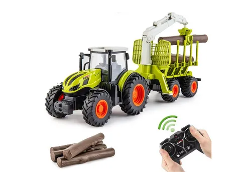 Ferngesteuerter Traktor mit Anhänger und Holzgreifer