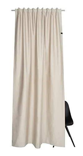 SCHÖNER WOHNEN-Kollektion Vorhang Soft, blickdicht mit Lederapplikation - Gardinen mit Multifunktionsband, 130 cm x 300 cm, aus hochwertigem Jacquard, elegant und pflegeleicht, ideal für stilvolle Fensterdekoration.