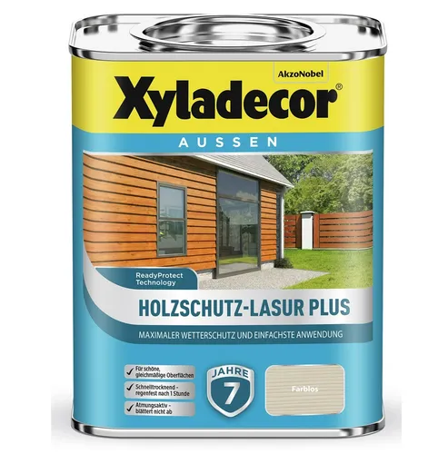 Xyladecor Holzschutz-Lasur PLUS Farblos 750 ml wasserbasiert Außen Imprägnierung Langzeit