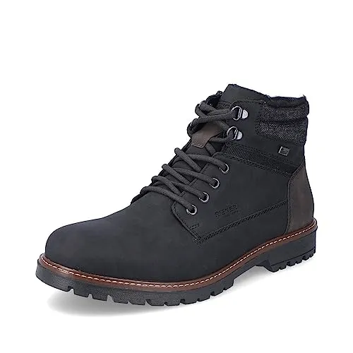 Rieker Herren Stiefelette F3611 - Warmfutter und Reißverschluss, Größe 44 EU, Schwarz - Wanderschuhe mit kuscheligem Lammwollfutter und praktischer Schnürung. Ideal für kalte Tage, bietet Flexibilität und Trittsicherheit.