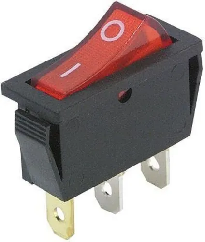 McPower Wippenschalter beleuchtet, 3-polig, 250V~ / 15A - Beleuchteter 3-poliger Wippenschalter für Snap-In-Montage, Einbaumaß 10,6×30,3mm. Ideal für zuverlässige Steuerung von elektrischen Geräten. Qualität aus Deutschland, passend für Flachstecker 6,3mm.