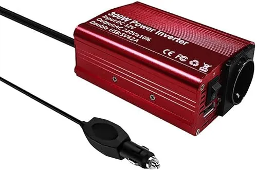 revolt Stromumwandler: 300-Watt-Kfz-Spannungswandler auf 230 Volt, 2X USB, 600 W Spitzenlast (Wechselrichter 12V 230V, Spannungswandler 12V, Apple iPhone Ladekabel)