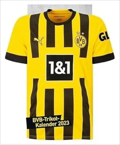 Borussia Dortmund Trikotkalender 2023. Großer Kalender im originalen Trikot-Design, perfekt für Fans des BVB. Die tollsten Spielerfotos in einem XXL Wandkalender.