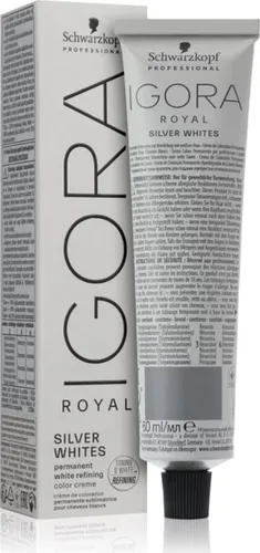 Schwarzkopf Professional IGORA Royal Absolutes SilverWhite Haartönung 60 ml - Hochwertige demi-permanente Haartönung für graues und weißes Haar, sorgt für lebendige Farbe und strahlenden Glanz, ideal für den professionellen Einsatz.