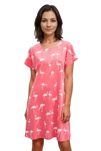 Rösch Nachthemd im Flamingo-Druck 100% Baumwolle von Rösch