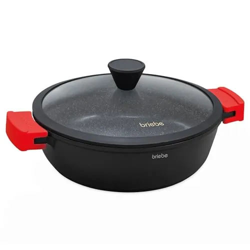 briebe Black Titanium Kochtopf 24 cm - Kochtöpfe mit innovativer Titan-Antihaftbeschichtung, PFOA-frei und ideal für gesundes Kochen. Geeignet für alle Herdarten und backofenfest bis 230°C.