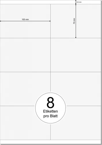 PRINTATION Papier-Etiketten (B105xH70mm) 25xA4 à 8 Eti. 1367625-NP