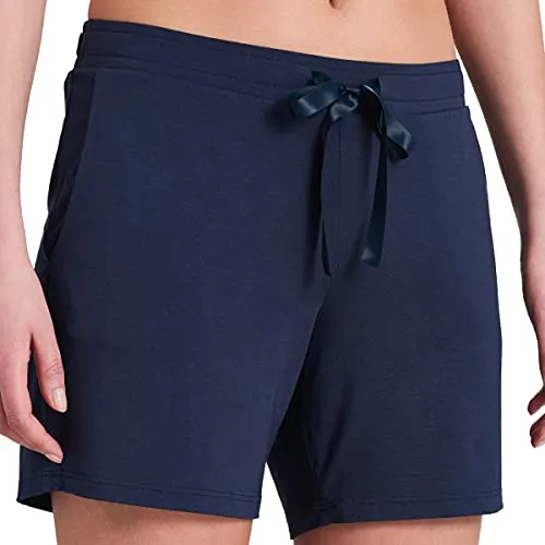 Schiesser Damen Schlafhose Kurz Modal - Mix + Relax Pyjamaunterteil, Blau - Schlafanzughosen für Damen, aus der beliebten 