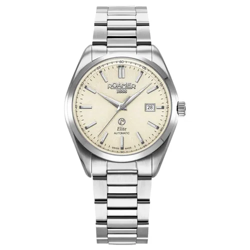 Roamer 970983 41 05 20 Elite Boxed Set Uhr - Elegante Herren-Armbanduhr aus Edelstahl mit mechanischem Uhrwerk, 50 m wasserdicht und 7 Jahre Verkäufergarantie – ideal für stilbewusste Träger.
