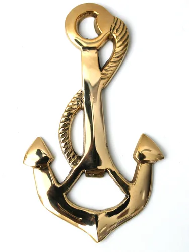 Flaschenöffner Anker Messing poliert 12,5cm maritim dekorativ Geschenkidee