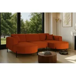 Kaiser Möbel Ecksofa Modena U Rein Stoff Poso Kupfer in orange von Kaiser Möbel