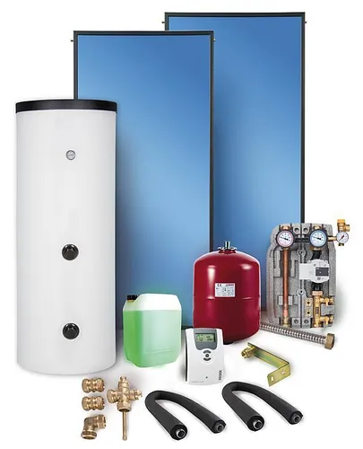 Solaranlage Paket Warmwasser Flachkollektoren 5,02m2 mit 300l Solarspeicher