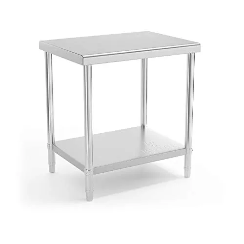 Royal Catering Edelstahltisch RCAT-80/60-NW, 80 x 60 cm - Arbeitstisch für Lebensmittelzubereitung mit hoher Tragkraft von 190 kg, ideal für Gastronomie und Profiküchen. Hygienischer Edelstahl und höhenverstellbare Füße für optimale Stabilität.