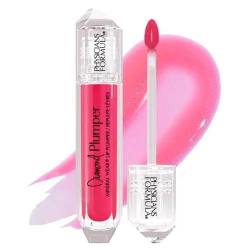 Physicians Formula, Diamond Plumper, Lippen Booster mit feuchtigkeitsspendender Formel, nährend und füllend, Lipgloss mit Diamanten-Staub für extremen Glanz, Pink Radiant Cut