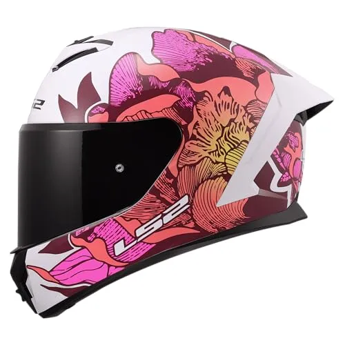 LS2 FF820 Rapid III Poppies Helm, weiß/pink, M (57/58) in pink von LS2