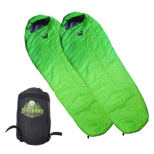 Zentorno® Mumienschlafsack grün – Wasserabweisend für Outdoor-Abenteuer - Ideal für Camping und Festivals: Der grüne Mumienschlafsack bietet zuverlässigen Komfort mit wasserabweisendem Material und kompaktem Packmaß. Perfekt für 1 Person.