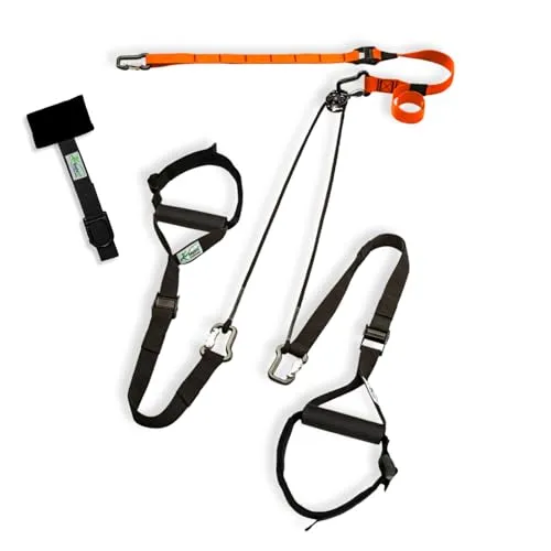 eaglefit - Premium Sling-Trainer „Flex“ Komplettsystem für Zuhause inkl. Umlenkrolle, Türanker, Wand- oder Deckenhalterung & Zubehör - Schlingentrainer Slingtraining für Ganzkörpertraining (orange)