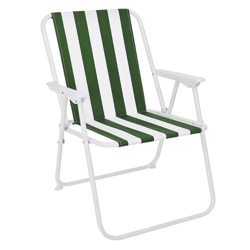 Luxus Campingstuhl Klappstuhl Anglerstuhl Faltstuhl Grün-Weiß gestreift