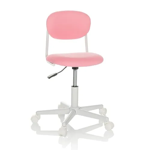 hjh OFFICE Kinderdrehstuhl KIDDY Base I Stoff, Pink - Höhenverstellbarer Kinderschreibtischstuhl für 6-14-Jährige, mit bequemer Polsterung und Sicherheitsrollen für Teppichböden. Ideal für ergonomisches Sitzen beim Lernen.