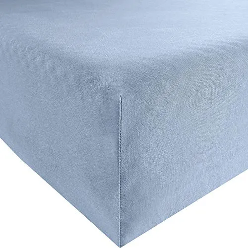 REDBEST Spannbettlaken Denver Elasthan-Jersey-Stretch hellblau Größe 90x190 cm - 100x200 cm - besonders weich und anschmiegsam, bügelfrei, mit Rundumgummi