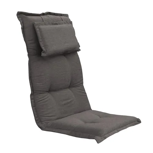 Spetebo Pflegeleichtes Polster mit Kopfkissen für Hochlehner - Portland - Polster für Stühle & Sessel, ca. 6 cm dicke Füllung für optimalen Sitzkomfort, mit Haltegurt für sicheren Halt und modernes graues Design.